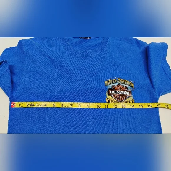 Harley Davidson Motorcycles Women's T-shirt Sz Medium Blue Panama Florida - Picture 6 of 8